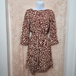 H&M Beige Red Leopard Print Dress